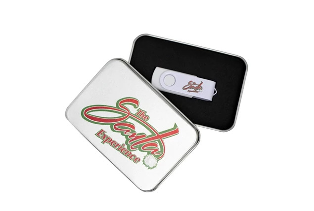 Tyndell White USB Swivel Flash Drive and Metal Aluminum Tin Bundle 128MB, 256MB, 512MB, 1GB, 2GB, 4GB, 8GB, 16GB, 64GB