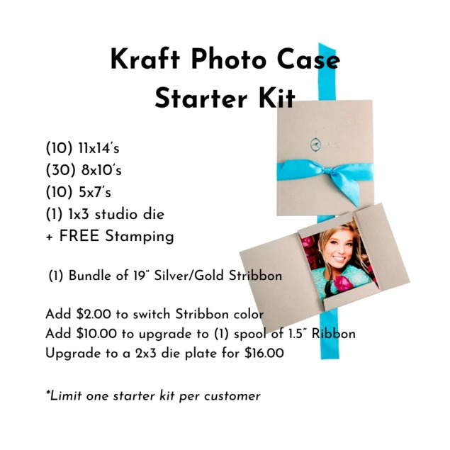 Kraft Tyndell Photo Case Starter Kit 5x7, 8x10, 11x14 with 19" stribbon or ribbon.