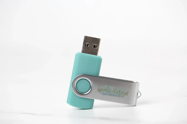Teal, Aluminum Tyndell Swivel Flash Drive USB 128MB, 256MB, 512MB, 1GB, 2GB, 4GB, 8GB,16GB, 64GB, 128GB