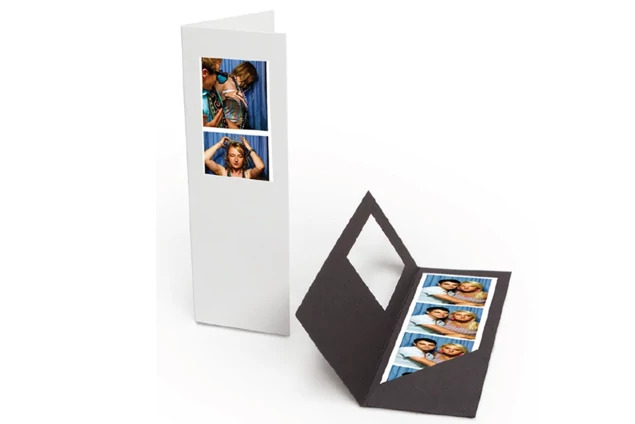 Top loading White or Black TAP Photo Booth Folder 2x6 with window.