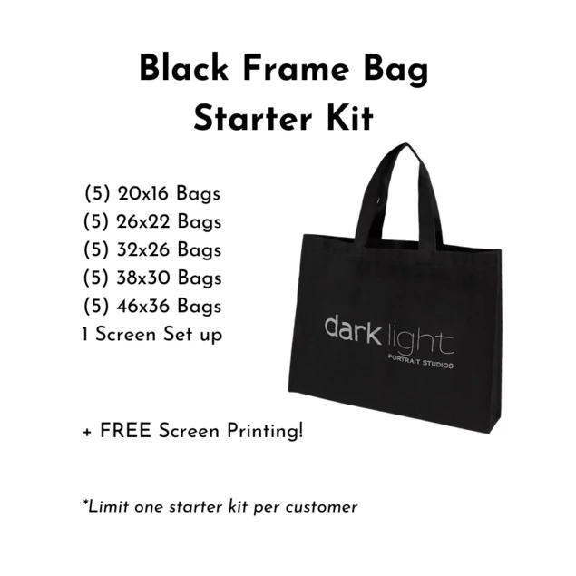 Black, White, Slate, Chocolate Tyndell Frame Bag Starter Kit 20x16, 26x22, 32x26, 38x30, 46x36.