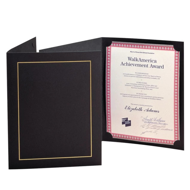 black certificate holder with corner tuck Black Gold TAP Whitney Certificate Holder 8.5x11