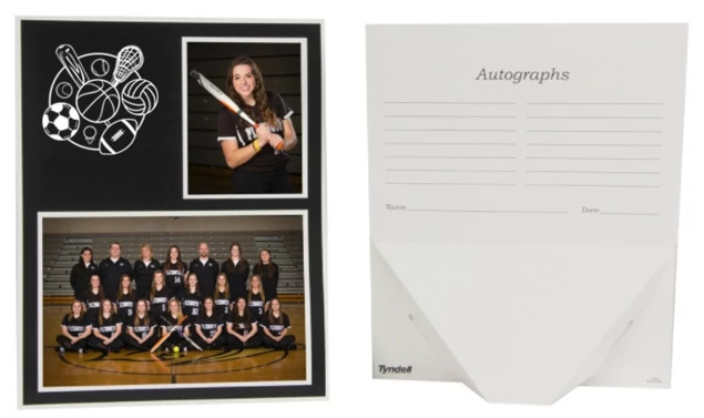 Black/white sports Tyndell Black Memory Mate 7x5/3x5 with autographs.