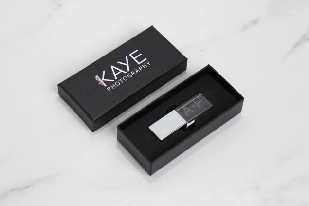 Black textured Tyndell Flash Drive USB Gift Box