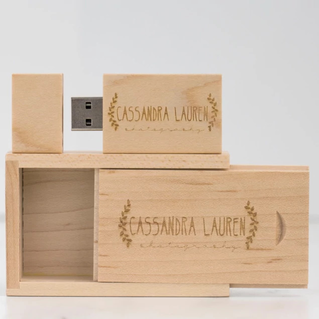 Maple Tyndell Wood Flash Drive USB Box