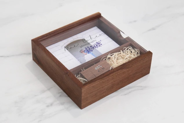 Tyndell TS - Wood Flash and Print Boxes - Walnut with Acrylic Top Bundle