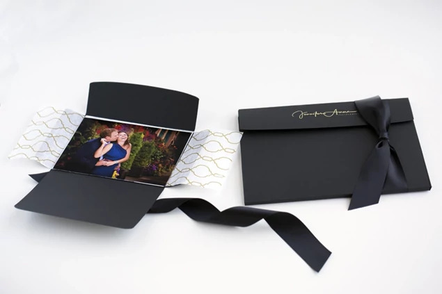 Black Soft Touch Tyndell Portrait Case envelope 5x7, 8x10, 8x12, 11x14 horizontal/vertical. 