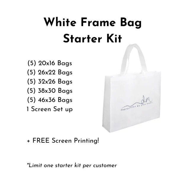 Black, White, Slate Gray, Chocolate Brown Tyndell Frame Bag Starter Kit 20x16, 26x22, 32x26, 38x30, 46x36.