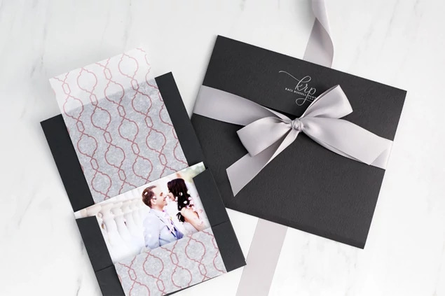 Matte Black Tyndell Photo Case envelope 4x6, 5x7, 8x10, 8.5x12, 11x14, 16x20 horizontal/vertical.