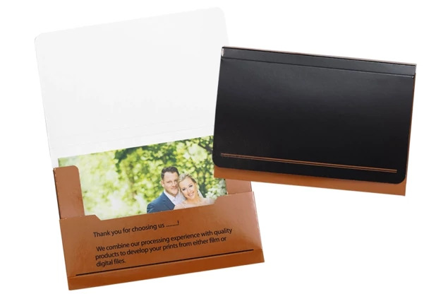 Black/Gold TAP Royal Print Wallet Folder envelope 4x6.