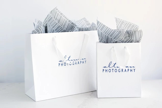 White Tyndell Euro Tote bag 8x10, 13x10, 16x12.