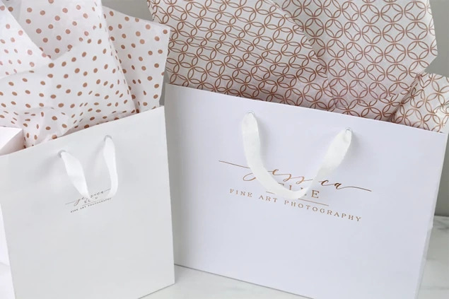 Rose Gold Tyndell Tissue 5x20, 10x20, 14x30, 20x30 in Euro Tote.