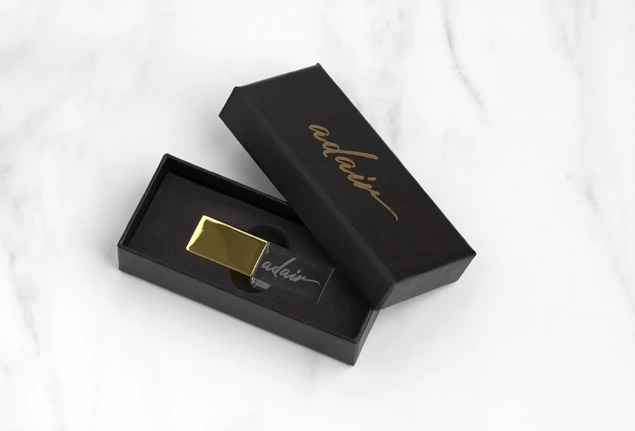 Gold Tyndell Crystal Flash Drive and USB Gift Box Bundle 4GB, 8GB, 16GB, 32GB, 64GB, 128GB
