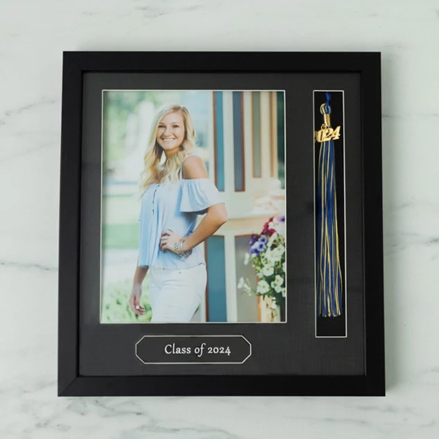 Black with white border 8x10 Graduation Tassel Frame