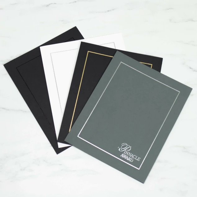 85x11 Whitney Certificate Folder in Black Slate and White