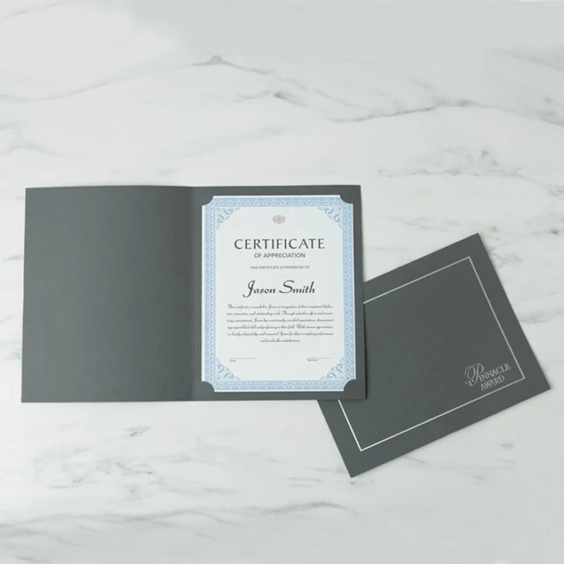 85x11 Whitney Certificate Folder in Slate