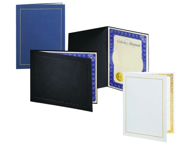 Atlas Certificate Folder in White Gold Black Black and Blue Gold