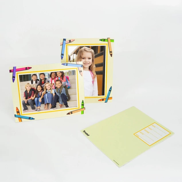Crayon Panel Mount with class photo shown alongside back of mount displaying autograph area