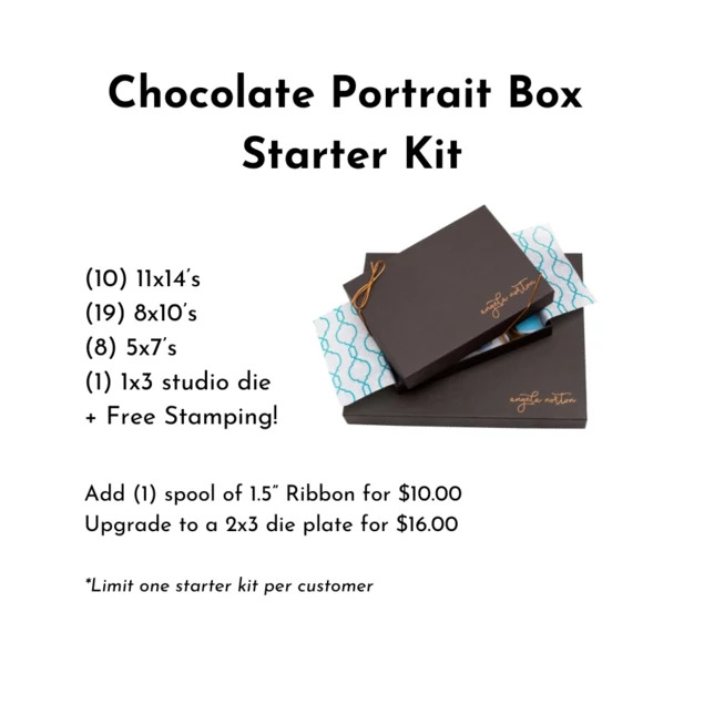 Chocolate Tyndell 1" Portrait Box Starter Kit 5x7, 8x10, 11x14 with ribbon.