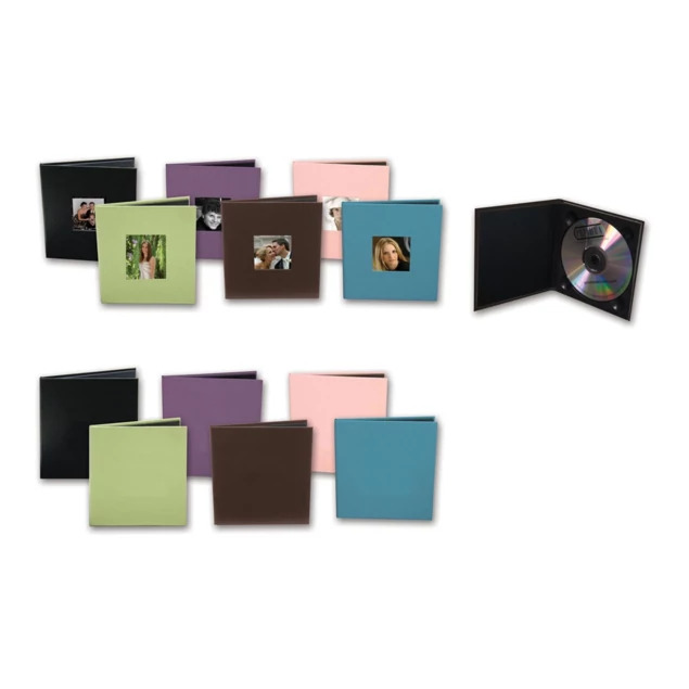 Black, Green, Purple, Brown, Pink, Blue 2x2 window or plain cover TAP CD-1 Holder folder.