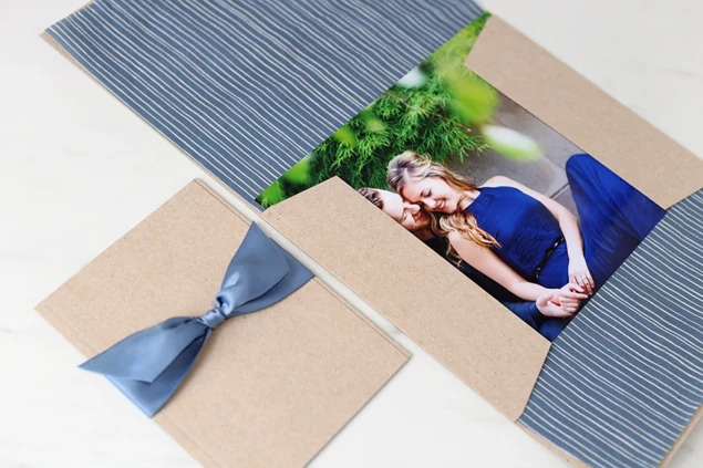 French Blue Tyndell Tissue 5x20, 10x20, 14x30, 20x30 in Kraft photo case.