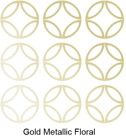 Gold Metallic Modern Floral Tyndell Tissue 5x20, 10x20, 14x30, 20x30.