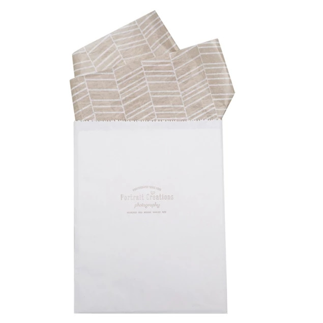 White Tyndell Merchandise Flat Paper Bag 8.5x11, 12x15, 12x18.