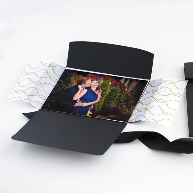 Black Soft Touch Tyndell Portrait Case folder envelope 5x7, 8x10, 8.5x12, 11x14 vertical/horizontal.