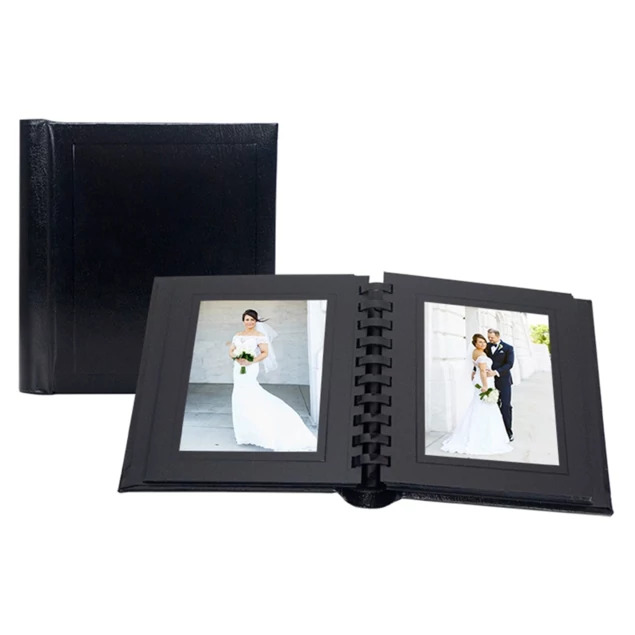 Side loading slip in Black/Black plain cover TAP Parade Album 4x5, 4x6, 5x7, 8x10 10 leaves. 